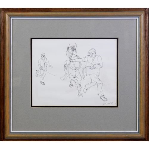 131 - ALBIN TROWSKI (1919-2012) TWO PEN AND INK DRAWINGS FROM THE BOOK ‘ALBIN’S HORSES’‘Romany Words in th... 