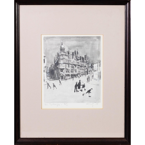 106 - HAROLD RILEY (b. 1934) SUITE OF FOUR ARTIST SIGNED LIMITED EDITION BLACK AND WHITE PRINTS Manchester... 