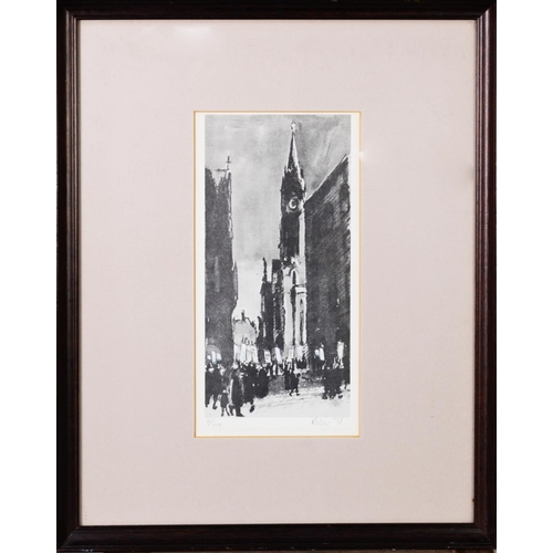 106 - HAROLD RILEY (b. 1934) SUITE OF FOUR ARTIST SIGNED LIMITED EDITION BLACK AND WHITE PRINTS Manchester... 