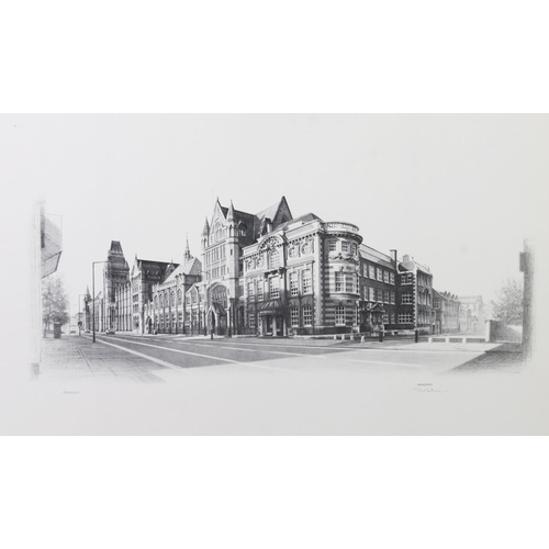 26 - MARC GRIMSHAW (1954) THREE ARTIST SIGNED LIMITED EDITION PRINTS OF PENCIL DRAWINGS OF MANCHESTER Min...