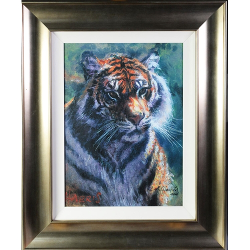 214 - ROLF HARRIS (b.1930) ARTIST SIGNED LIMITED EDITION COLOUR PRINT ON CANVAS‘Tiger in the Sun’ (93/195)... 