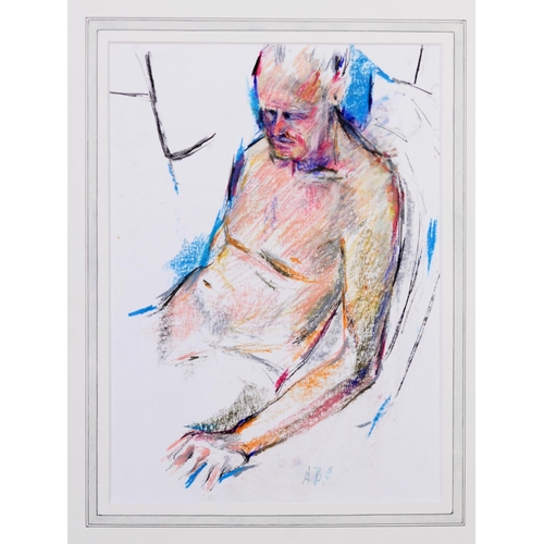 98 - ALBERT B OGDEN (b. 1928) MIXED MEDIA Reclining male figure Signed with initials 13in x 9 1/4in (33 x... 