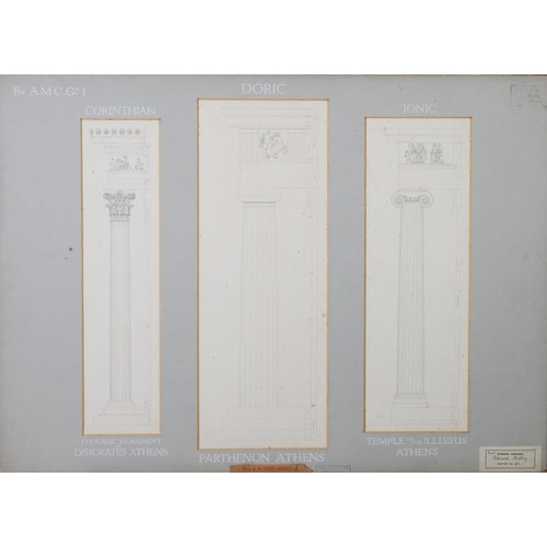 192 - EDWARD RIDLEY (1883 - 1946) 5 PANELS OF PENCIL AND INK DRAWINGS accepted for A.M. Certificate 1907, ... 