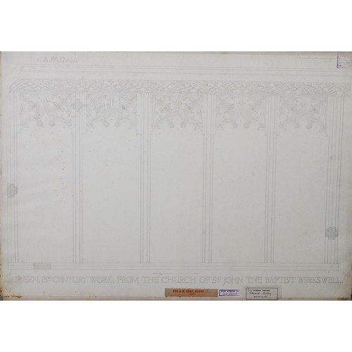 192 - EDWARD RIDLEY (1883 - 1946) 5 PANELS OF PENCIL AND INK DRAWINGS accepted for A.M. Certificate 1907, ... 