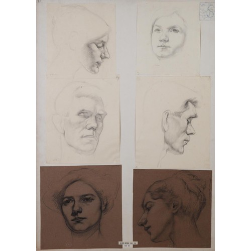 194 - EDWARD RIDLEY (1883 - 1946) 4 PANELS OF PENCIL DRAWINGS, the set of which 1st Prize and Silver Medal... 