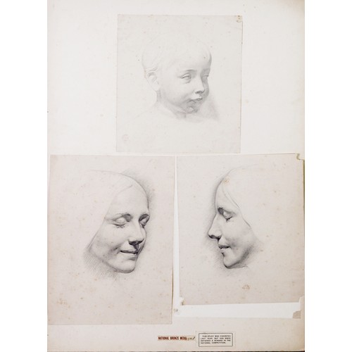 195 - EDWARD RIDLEY (1883 - 1946) 4 PANELS OF PENCIL DRAWINGS 13 head portraits from life 1 panel labelled... 