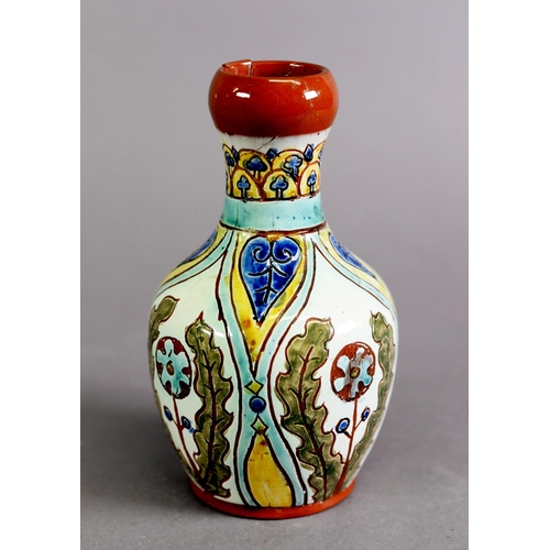 317 - LATE 19TH CENTURY DELLA ROBIA BOTTLE VASE, of terracotta decorated in polychrome tin glazes, marked ... 