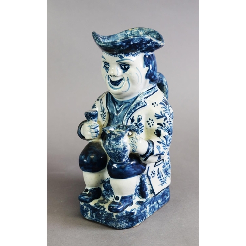 309 - LATE 19TH CENTURY FRENCH FAIENCE 'ORDINARY TOBY', toby jug modelled as a gentleman in 18th century d... 