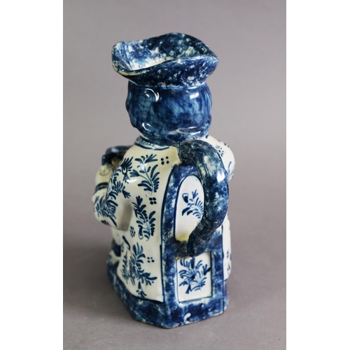 309 - LATE 19TH CENTURY FRENCH FAIENCE 'ORDINARY TOBY', toby jug modelled as a gentleman in 18th century d... 