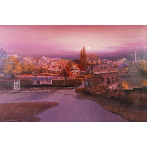 120 - N.BRADLEY-CARTER TWENTIETH CENTURY) PAIR OF OIL PAINTINGS ON CANVAS Riverscapes, one with dis0ued ra... 