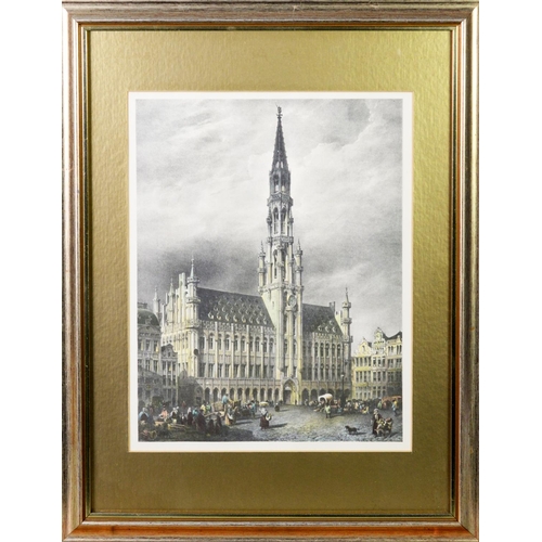 246 - PAIR OF REPRODUCTION PRINTS FROM ENGRAVINGSHotel de Ville, Brussels and Brussels Cathedral11” x 8 ¼”... 