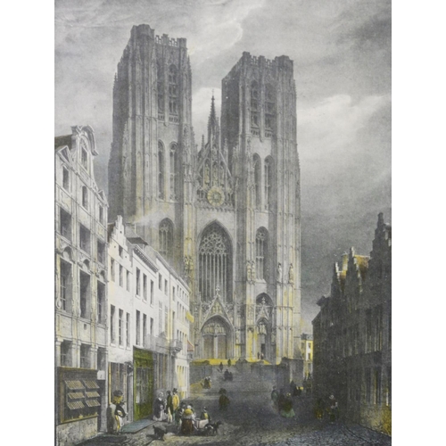 246 - PAIR OF REPRODUCTION PRINTS FROM ENGRAVINGSHotel de Ville, Brussels and Brussels Cathedral11” x 8 ¼”... 