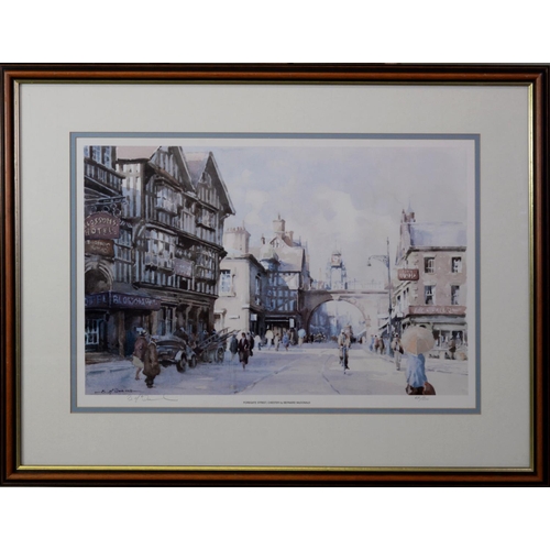 247 - BERNARD MCMULLEN PAIR OF ARTIST SIGNED LIMITED EDITION COLOUR PRINTS‘Foregate Street, Chester’ (44/5... 