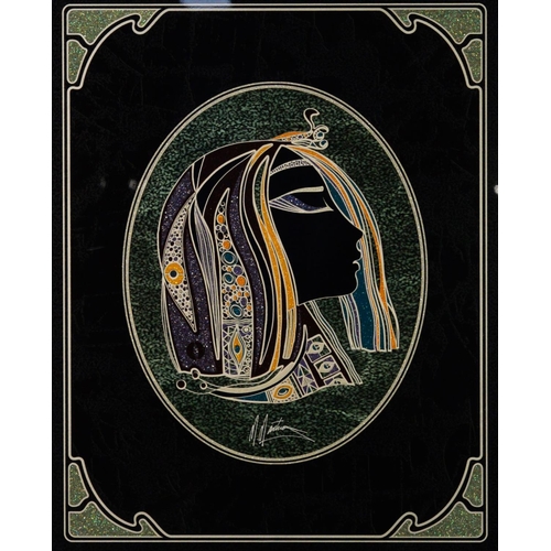 206 - MARTIROS MANOUKIAN ARTIST SIGNED AND EMBELLISHED COLOUR PRINTAncient Egyptian stylised female head p... 