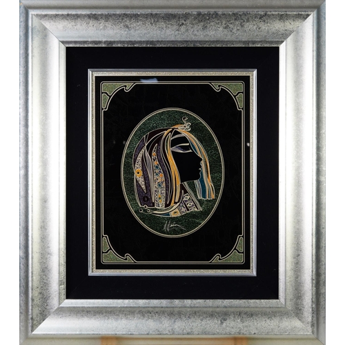 206 - MARTIROS MANOUKIAN ARTIST SIGNED AND EMBELLISHED COLOUR PRINTAncient Egyptian stylised female head p... 