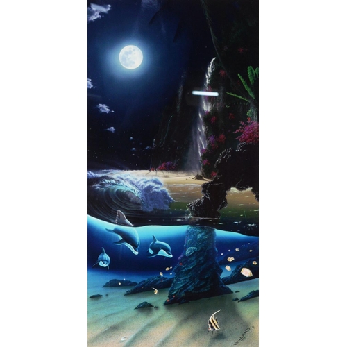 208 - WYLAND ARTIST SIGNED LIMITED EDITION COLOUR PRINTUnderwater scene with porpoise and exotic fish (394... 