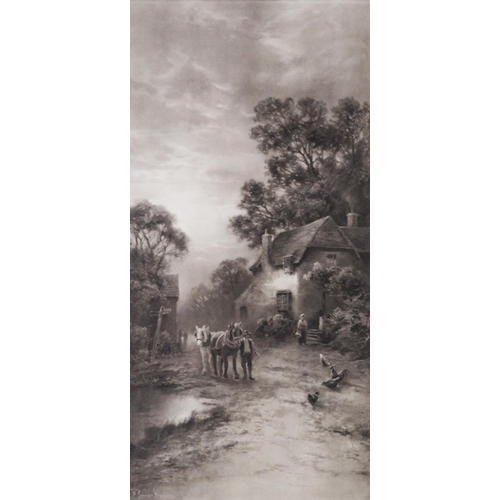 202 - AFTER EDWARD KEENE PAIR OF BLACK AND WHITE PHOTOGRAVURES‘Road from the Moors’‘End of the Village’ 24... 