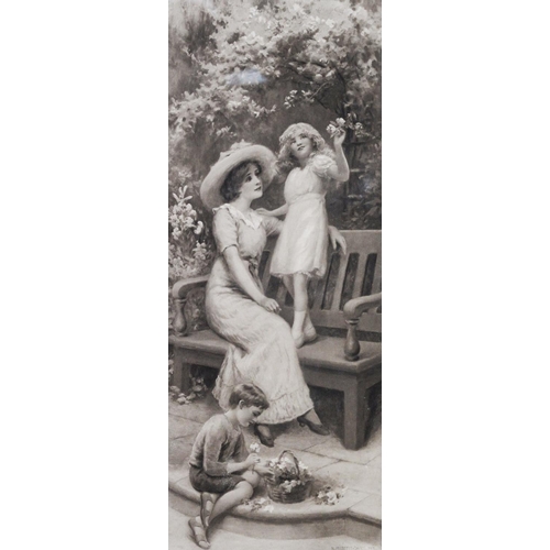 203 - AFTER N. PRESCOTT DAVIES PAIR OF BLACK AND WHITE PHOTOGRAVURES‘English Garden’ ‘Among the Roses’ 21 ... 