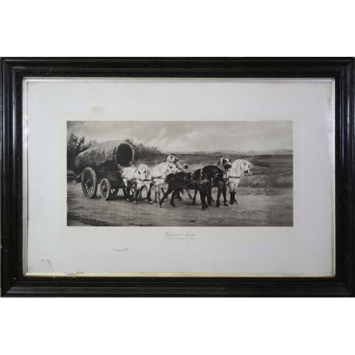 204 - AFTER ROSA BONHEUR PAIR OF BLACK AND WHITE PHOTOGRAVURES‘Wagon & team’ ‘The Horse Fair’ 10” x 21... 