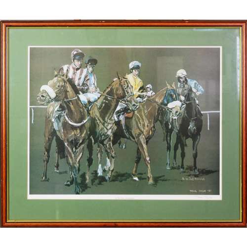 230 - TREVOR TAYLOR ARTIST SIGNED COLOUR PRINT ‘At the Start, Newmarket’ 15” x 19 ¼” (38.1cm x 48.9cm)... 