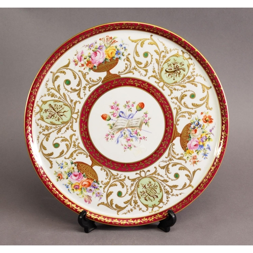 330 - PARIS PORCELAIN LE TALLEC PORCELAIN TEA TRAY, decorated with musical regalia and with raised gilt tr... 