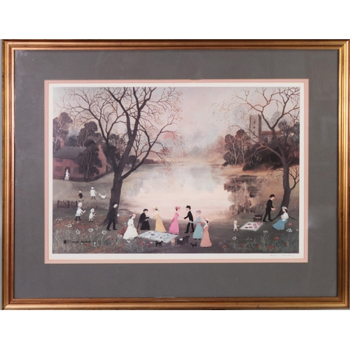 195 - HELEN BRADLEY ARTIST SIGNED LIMITED EDITION COLOUR PRINT‘The Picnic’ 16” x 23 ¼” (40.6cm x 59cm)... 