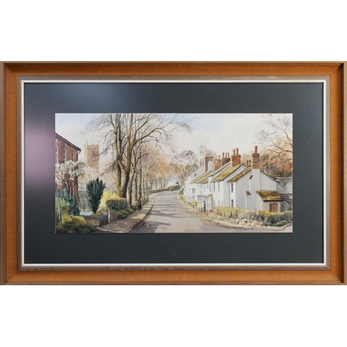 137 - R H FAWKES (TWENTIETH CENTURY) WATERCOLOUR ‘Prestbury’ Signed, titled and dated 1979 15 ¼” x 30 ¼” (... 