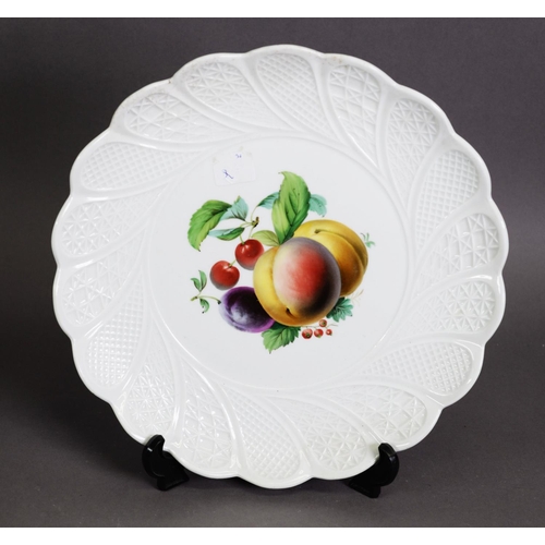 327 - 20TH CENTURY MEISSEN FRUIT PAINTED CHARGER, with moulded edge; 11