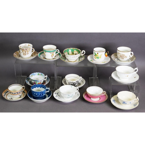 276 - TWENTY THREE NINETEENTH CENTURY CHINA CABINET TEA CUPS AND SAUCERS including a STAFFORDSHIRE EXAMPLE... 