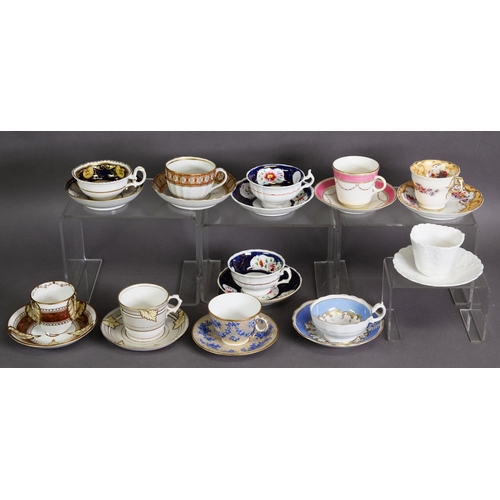 276 - TWENTY THREE NINETEENTH CENTURY CHINA CABINET TEA CUPS AND SAUCERS including a STAFFORDSHIRE EXAMPLE... 