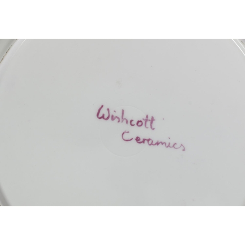 285 - THREE PIECES OF MODERN FRUIT PAINTED CHINA, comprising: ‘WISHCOTT CERAMICS’ PLATE, signed by P Baker... 