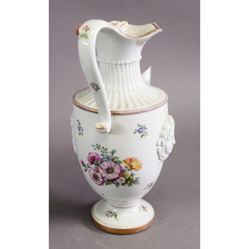 340 - LATE 18TH CENTURY MEISSEN PORCELIAN NEO-CLASSICAL MONOPOD COFFEE POT, with flattened spout over a fl... 