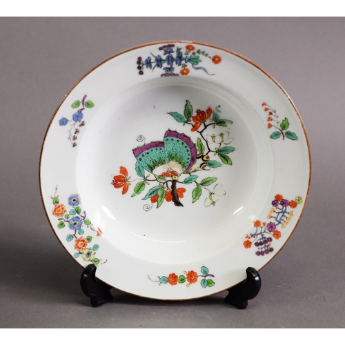 341 - 18TH CENTURY MEISSEN DOT PERIOD SOUP PLATE, in the Chinese Butterfly pattern; 8 7/8