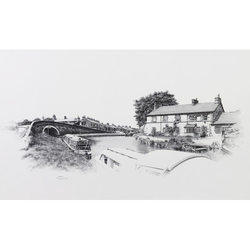 219 - MARC GRIMSHAW (1954) 3 ARTIST SIGNED LIMITED EDITION PRINTS OF PENCIL DRAWINGS Marple two canal scen... 