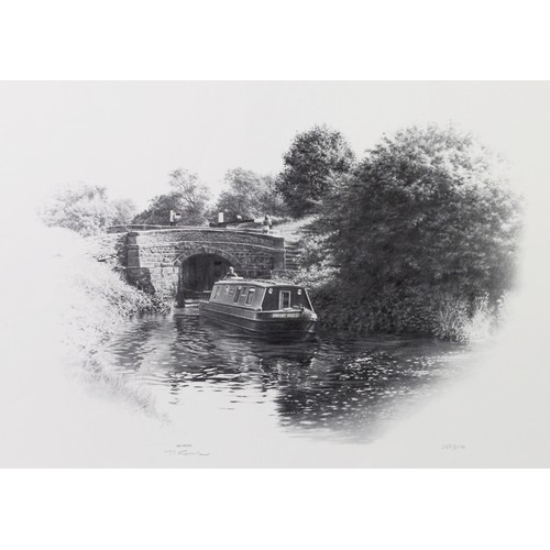 219 - MARC GRIMSHAW (1954) 3 ARTIST SIGNED LIMITED EDITION PRINTS OF PENCIL DRAWINGS Marple two canal scen... 