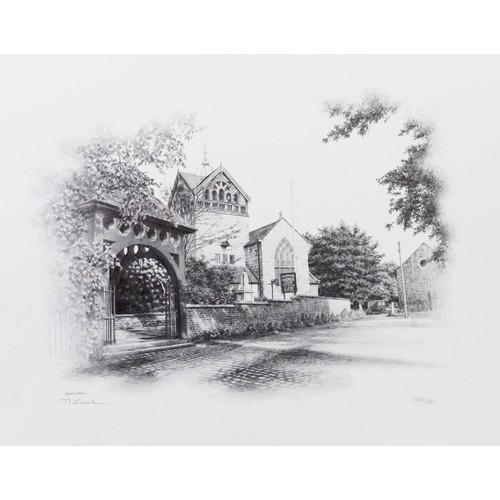 220 - MARC GRIMSHAW (1954) 4 ARTIST SIGNED LIMITED EDITION PRINTS OF PENCIL DRAWINGS OF SALE AND ALTRINCHA... 