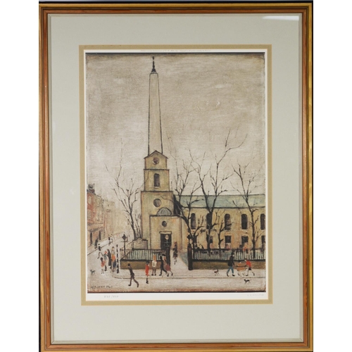 194 - L.S. LOWRY (1887-1976)Signed, limited edition colour print 'St. Luke's Church', LondonSigned to the ... 