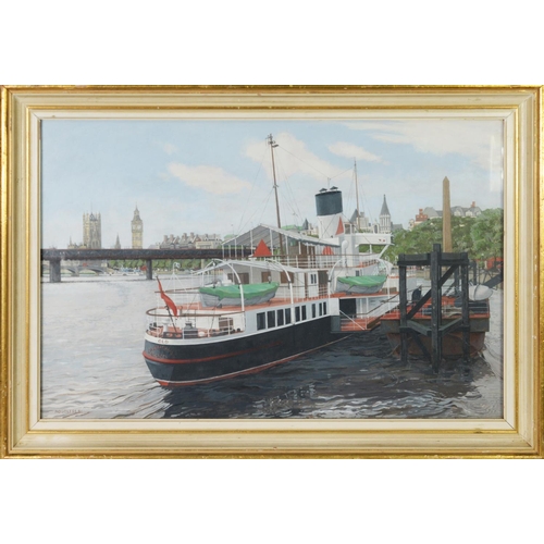 155 - HARRY TAYLOR HOODLESS (1913-1997)Tempura on board 'Old Caledonian' of the passenger ship on the Tham... 