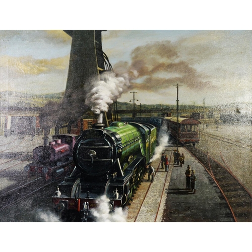 88 - P H MARRINER (Twentieth Century) OIL PAINTING ON CANVAS The Flying Scotsman believed to be at Carnfo... 