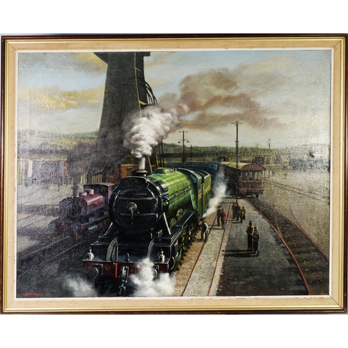 88 - P H MARRINER (Twentieth Century) OIL PAINTING ON CANVAS The Flying Scotsman believed to be at Carnfo... 