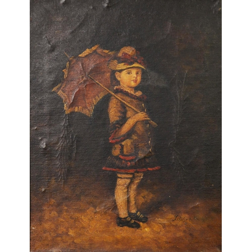 92 - SCHUBERT (Twentieth Century) OIL PAINTING ON CANVAS Little girl with parasol Bearing signature lower... 