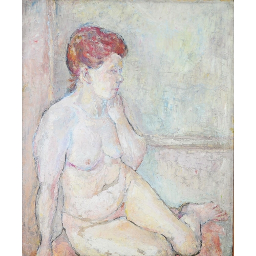 124 - UNATTRIBUTED OIL PAINTING ON BOARD Nude female figure 23 1/2in x 19in (60 x 48cm)