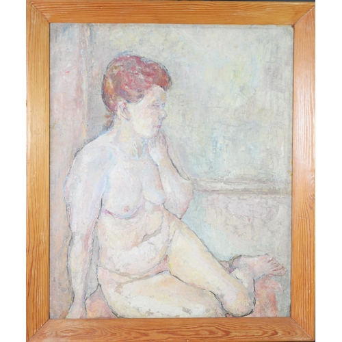 124 - UNATTRIBUTED OIL PAINTING ON BOARD Nude female figure 23 1/2in x 19in (60 x 48cm)