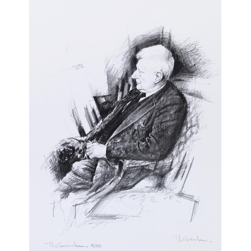 221 - MARC GRIMSHAW (1954) ARTIST SIGNED LIMITED EDITION PRINT OF A PENCIL AND CHARCOAL DRAWING Portrait o... 