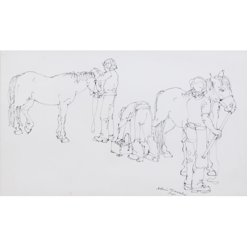 156 - ALBIN TROWSKI (1919-2012) TWO PEN AND INK DRAWINGS FROM THE BOOK ‘ALBIN’S HORSES’‘Romany Words in th... 