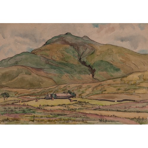 157 - IAN GRANT (1904 - 1993) WATERCOLOUR DRAWINGLandscape VI, farm & mountain Labelled verso 10in x 1... 