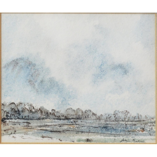 162 - ALLEN FREER (b.1926)PEN & INK, GRAPHITE & WATERCOLOUR WASHSstormy skies over a forest lakeSi... 