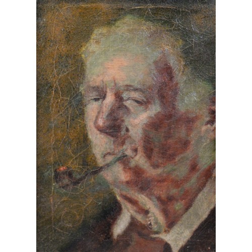 106 - UNATTRIBUTED (NINETEENTH CENTURY) OIL ON CANVAS Head portrait of a gentleman smoking a pipe Unsigned... 