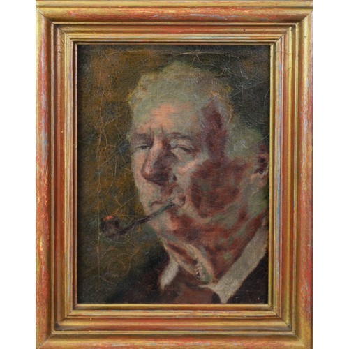 106 - UNATTRIBUTED (NINETEENTH CENTURY) OIL ON CANVAS Head portrait of a gentleman smoking a pipe Unsigned... 