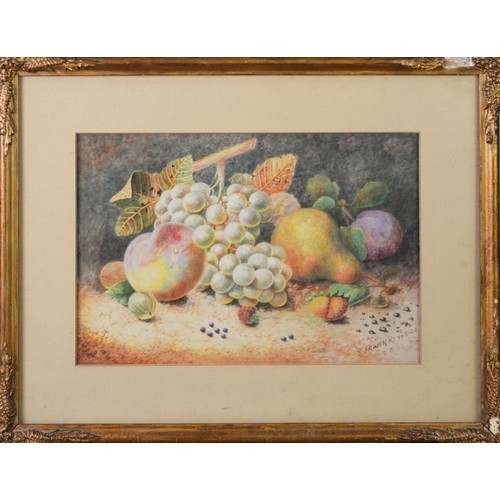 153 - FRANK REYNOLDS (EARLY TWENTIETH CENTURY) PAIR OF WATERCOLOUR DRAWINGS Fruit on mossy banks Signed an... 